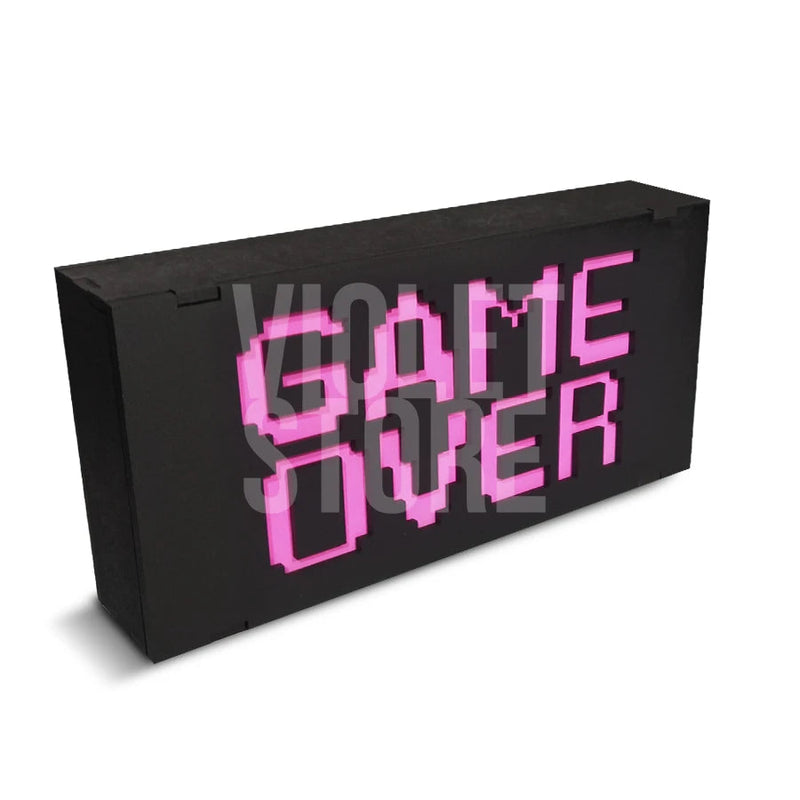 Luminária Geek Tema Game Over com LED para Setup Gamer