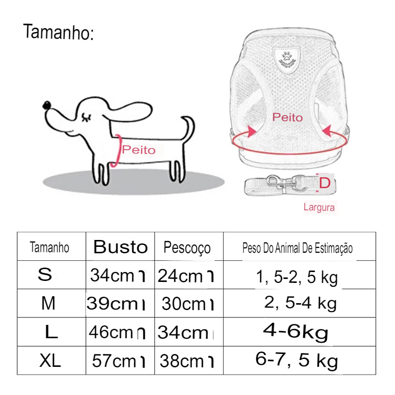 Coleira de cães e gatos para caminhada, acessórios para animais de estimação pequenos